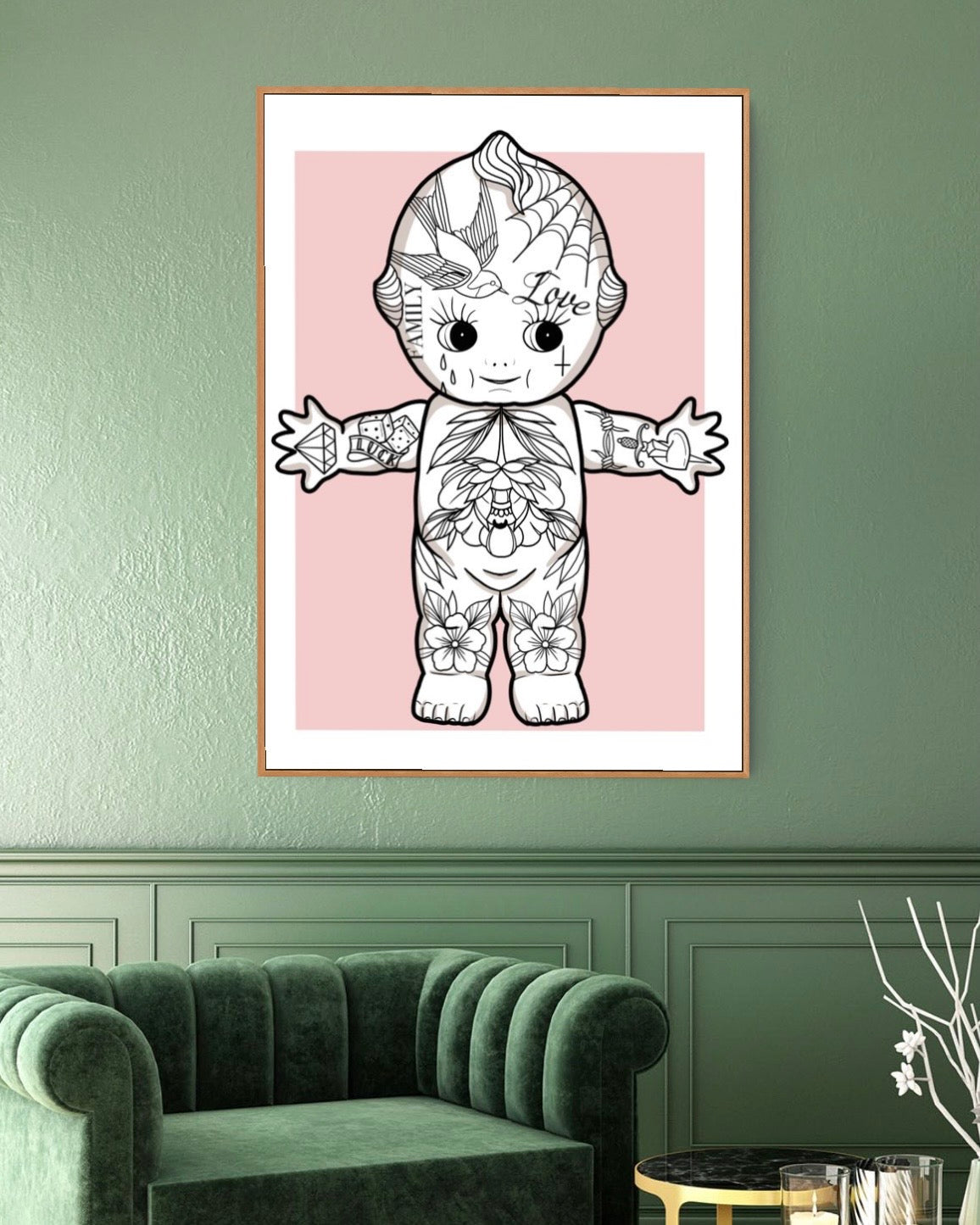 Traditional Kewpie Tattoo llustration