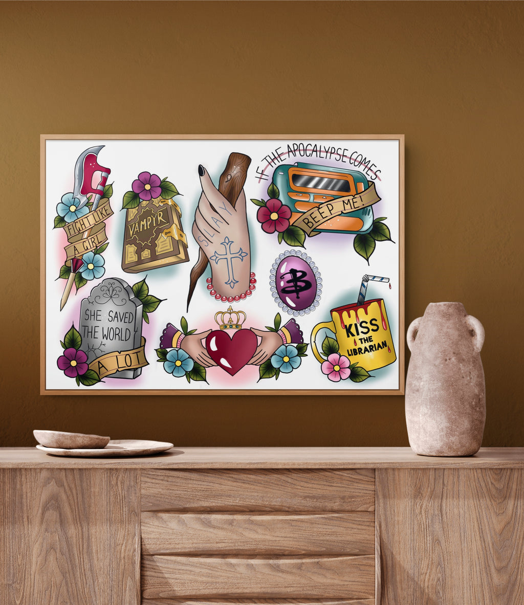 Buffy the Vampire Slayer Tattoo Style Print