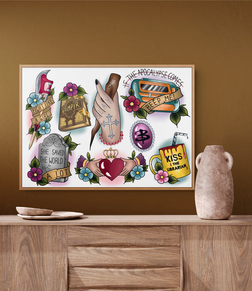 Buffy the Vampire Slayer Tattoo Style Print