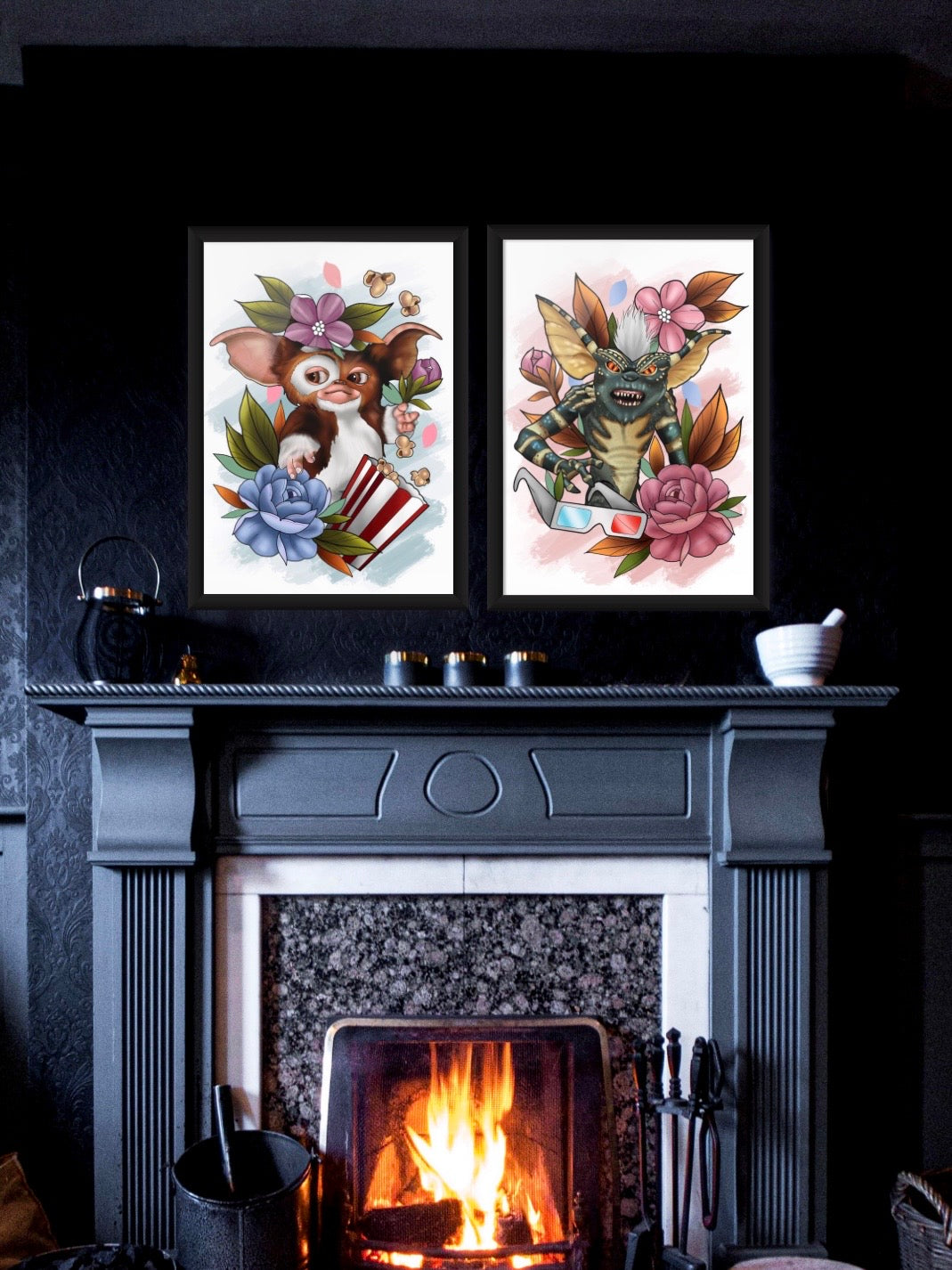 Gizmo and Stripe Gremlins Tattoo Style Prints