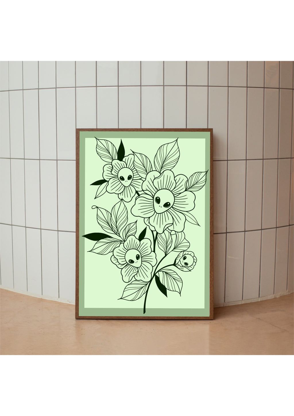 Floral Alien Tattoo Style Illustration Artwork