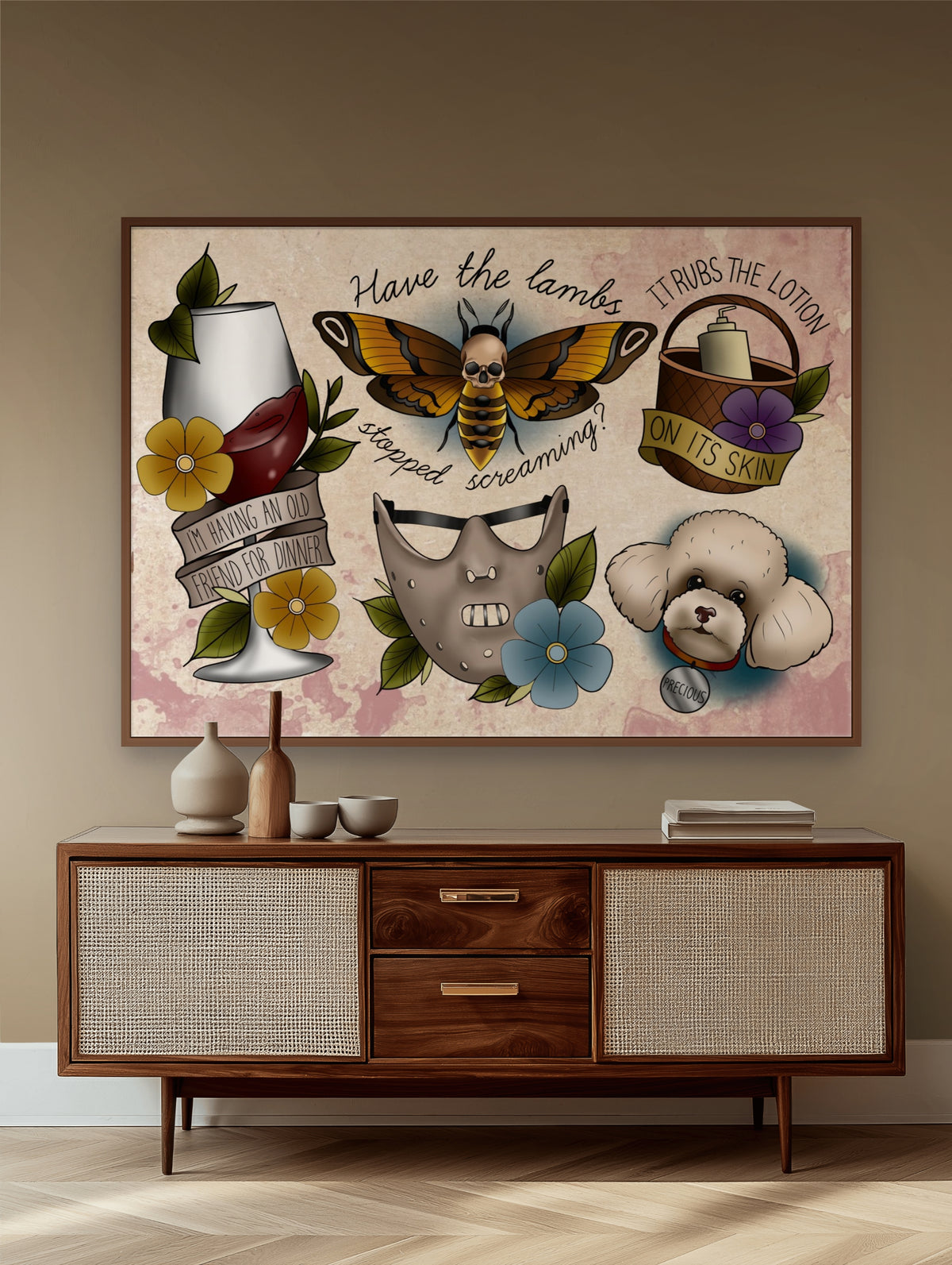 Silence of the Lambs Tattoo Style Print