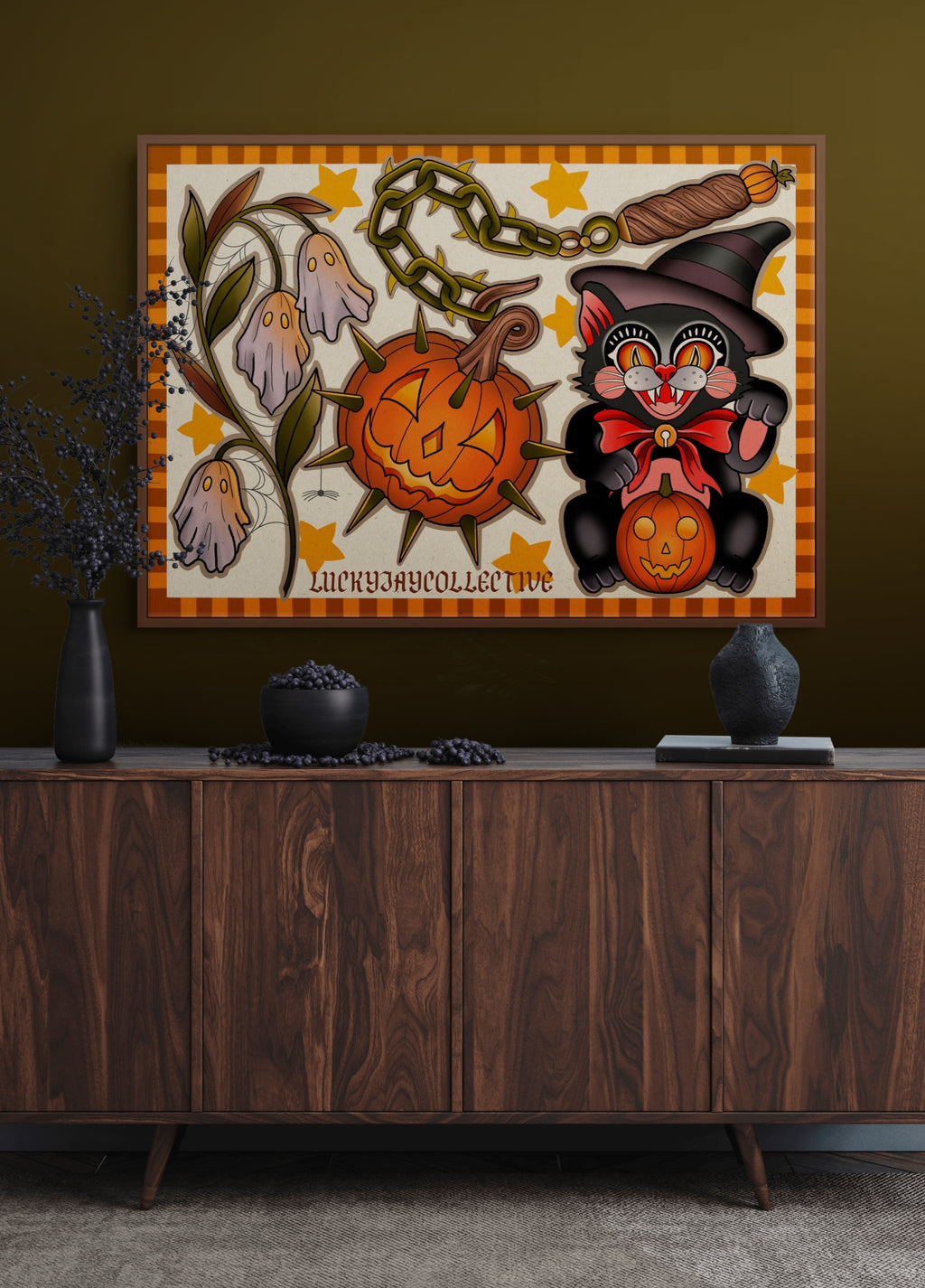 Traditional Halloween Tattoo Sheet