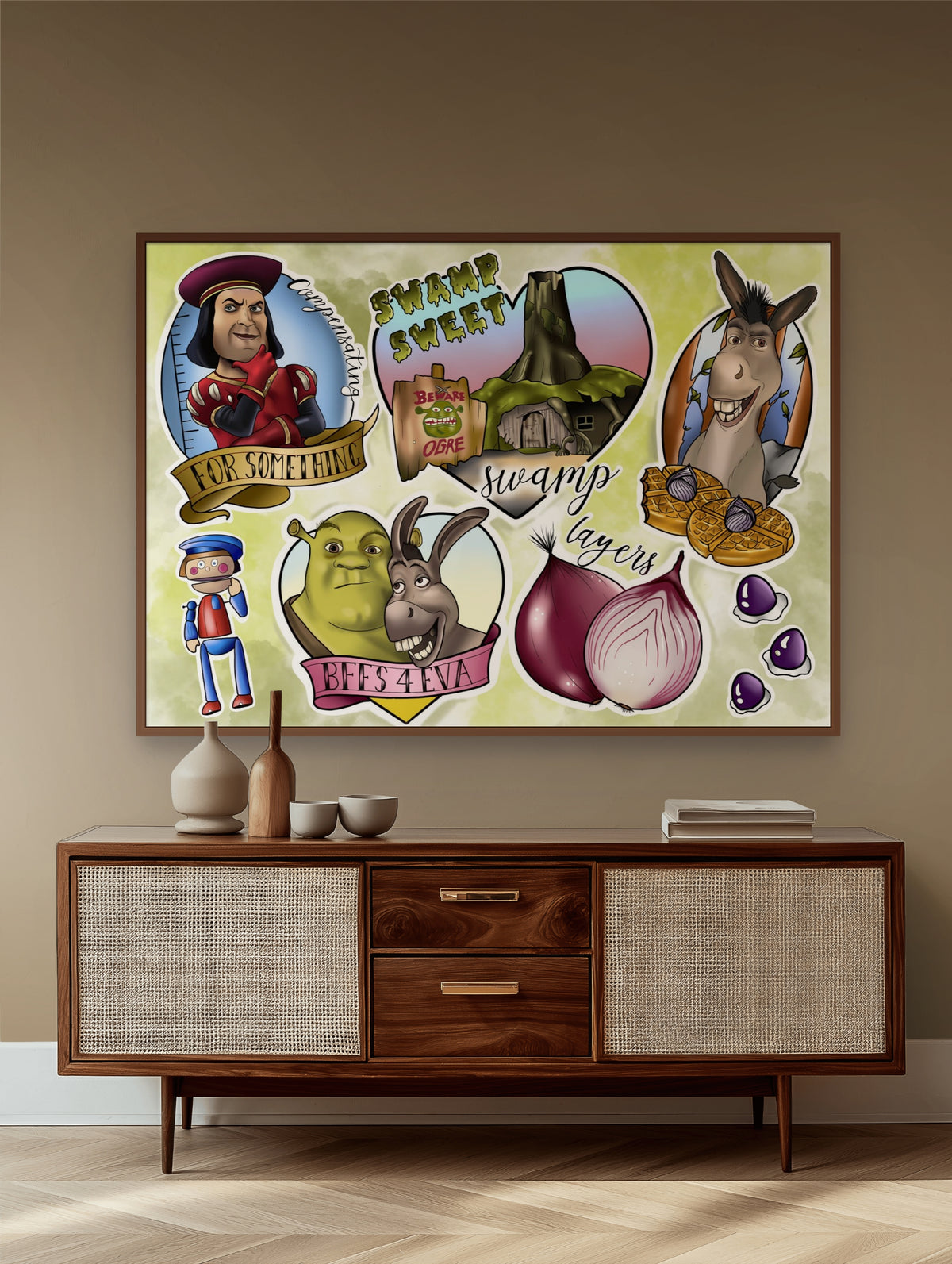 Get out of my Swamp Shrek Tattoo Style Print