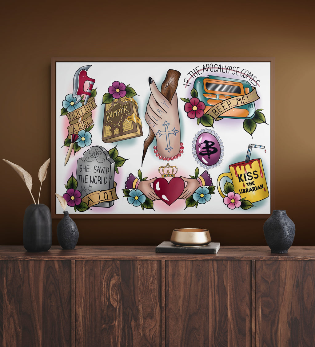 Buffy the Vampire Slayer Tattoo Style Print