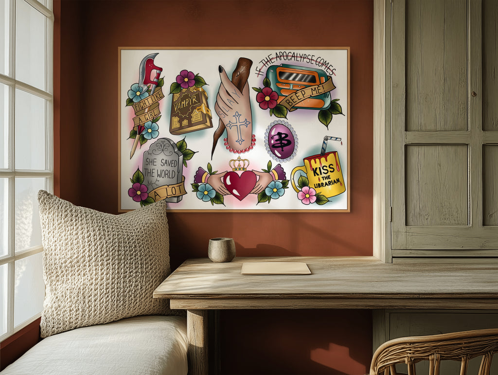 Buffy the Vampire Slayer Tattoo Style Print