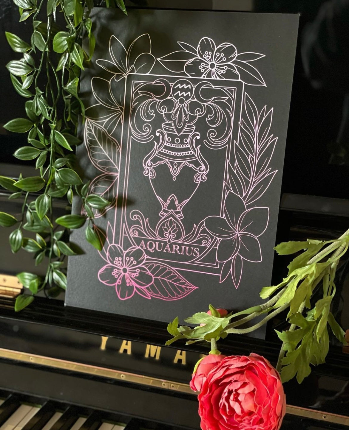 Aquarius Zodiac Tarot Card Illustration