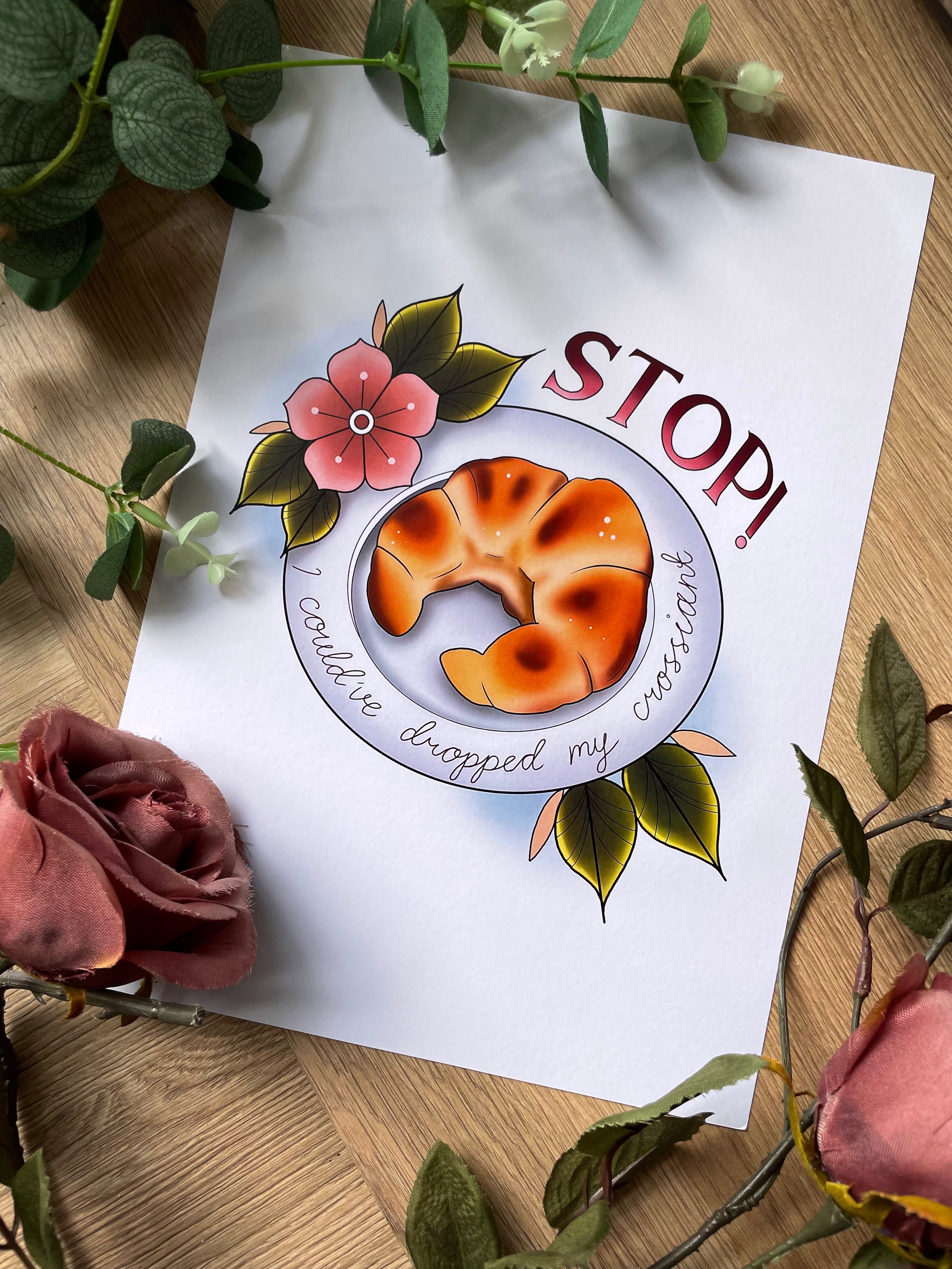 Vine Quote Print Funny Croissant Print Internet Joke  Illustration